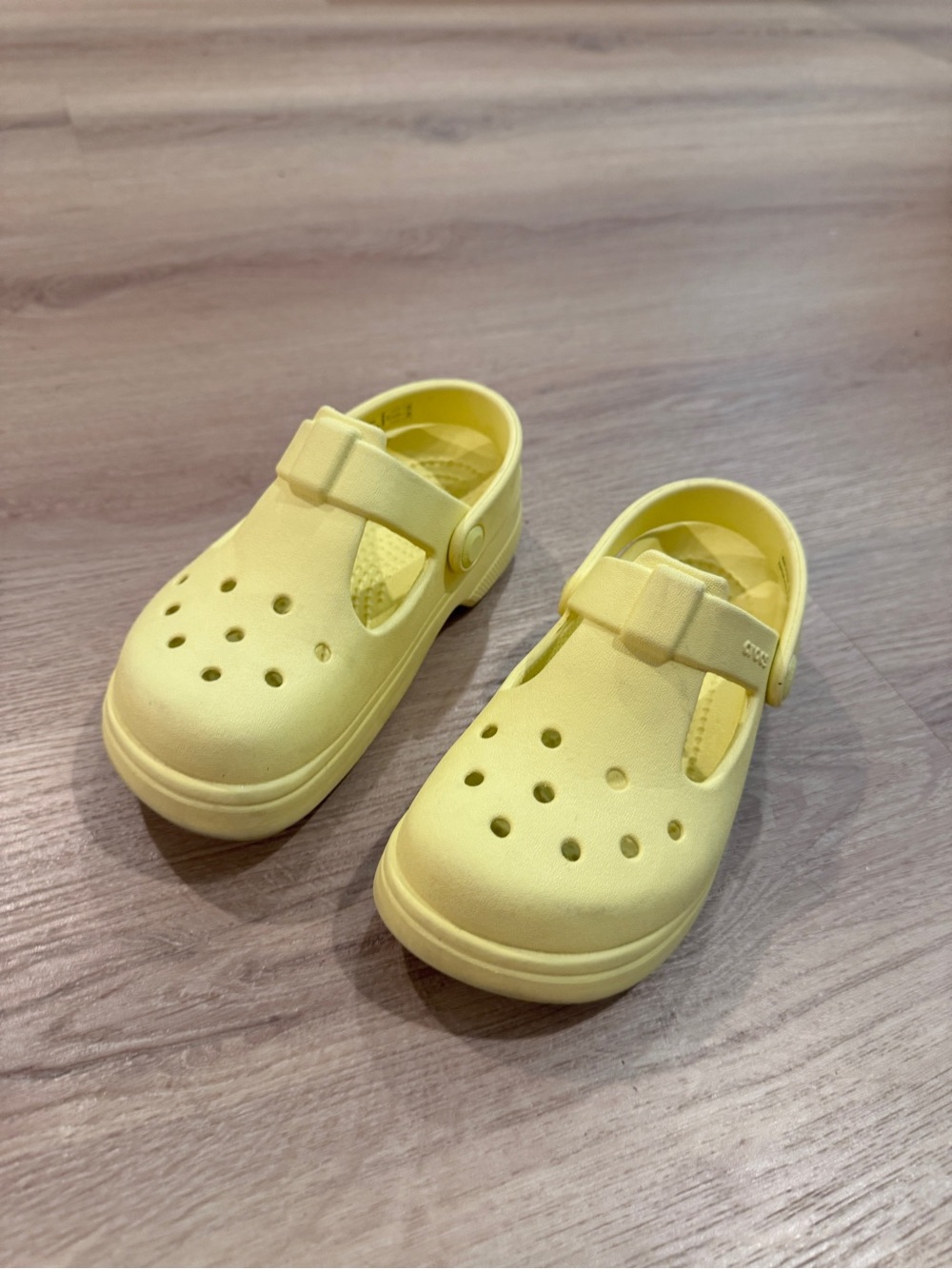 CROCS Kids Lemon Yellow Mary Jane Clog Sandals
